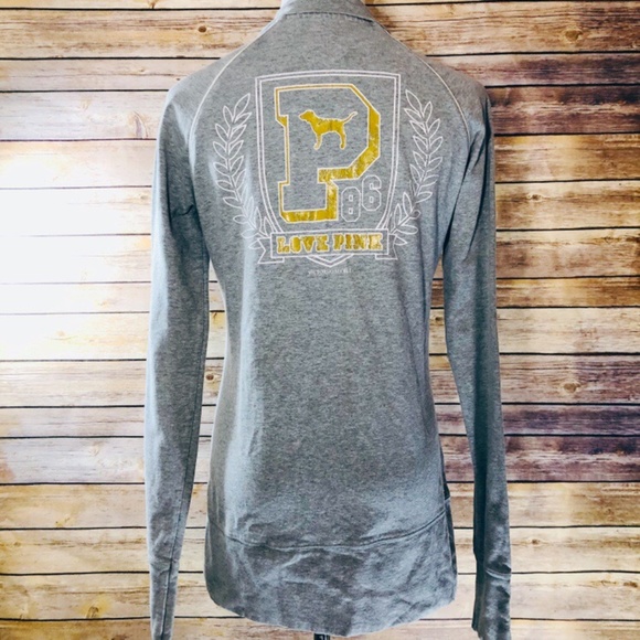 PINK Victoria's Secret Grey & Gold Zip Up Jacket